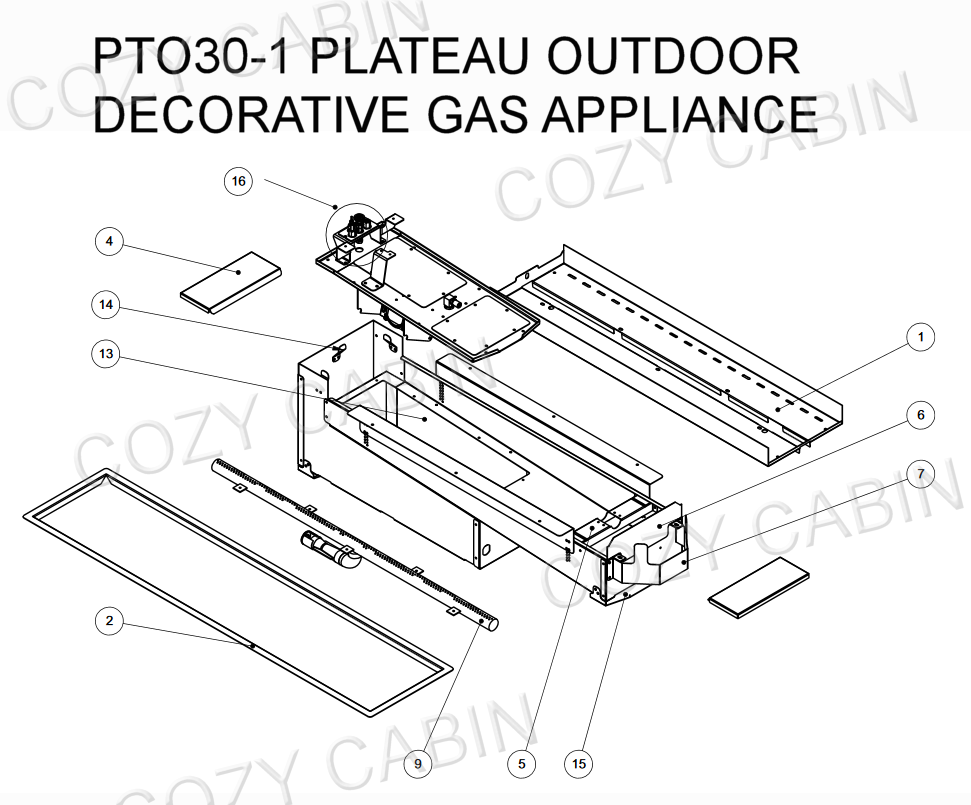 PLATEAU OUTDOOR DECORATIVE GAS APPLIANCE (PTO30-1) #PTO30-1